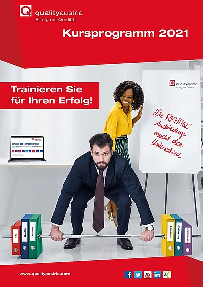 Cover qualityaustria Kursprogramm 2021 © AdobeStock.com/alfa27/LIGHTFIELD STUDIOS, istock.com/BongkarnThanyakij, Gestaltung Quality Austria